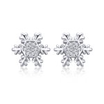 Pandora Style Silver Stud Earrings, Elegant Snowflakes - BSE009