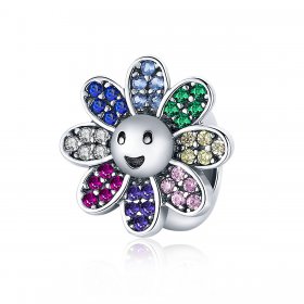 Pandora Style Silver Charm, Colorful Sunflower - SCC1701