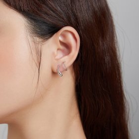 Pandora Style Silver Stud Earrings, Creative Water Droplets - SCE1130