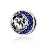 Silver Kitty In The Moon Charm - PANDORA Style - SCC1204