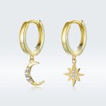Pandora Style 18ct Gold Plated Dangle Earrings, Moon & Star - SCE785