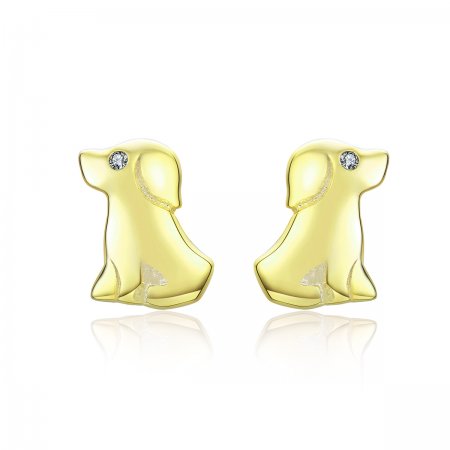 Gold-Plated Puppy Stud Earrings - PANDORA Style - SCE584-C