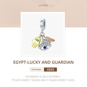 Pandora Style Tri-tone Bangle Charm, Egypt - Lucky Guardian - SCC1860