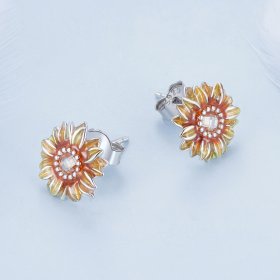 Pandora Style Sunflower Studs Earrings - BSE867