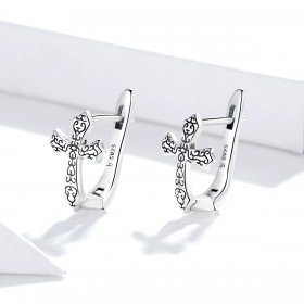 Pandora Style Silver Stud Earrings, Vine Cross - SCE943