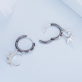 Pandora-inspired Stars and Moon Shine Hoop Earrings - BSE805