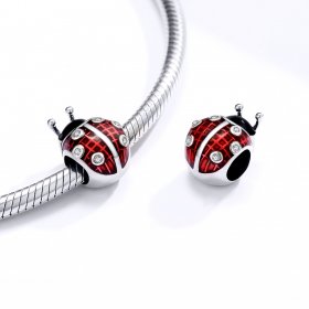 Pandora Style Silver Charm, Ladybug, Multicolor Enamel - SCC1481
