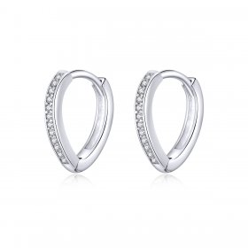 Pandora Style Silver Hoop Earrings, Heart Shape - SCE868
