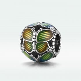 Pandora Style Silver Charm, Fantasy Butterflies, Multicolor Enamel - SCC1705