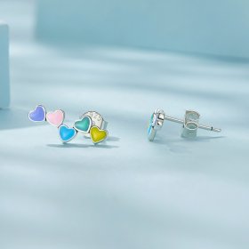 Pandora Style Love Colorful Studs Earrings - SCE1638