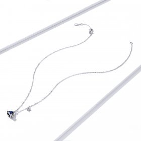 Pandora Style Silver Necklace, Planet, Blue Enamel - BSN166