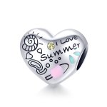 Pandora Style Silver Charm, Summer Graffiti, Multicolor Enamel - SCC1529