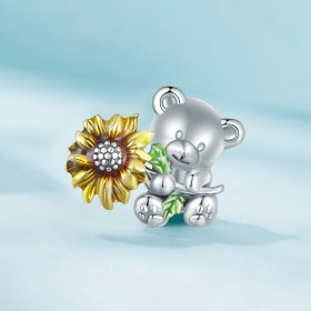 Pandora Style Sunflower and Bear Charm - SCC2560