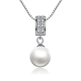 Silver Necklace with Pearl - PANDORA Style - SCN030
