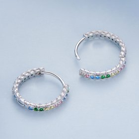 PANDORA Style Pattern Color Zirconium Hoop Earrings - BSE683
