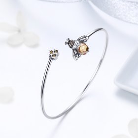 Silver Story of The Bee Open Bangle - PANDORA Style - SCB104