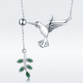 Silver Greetings From Hummingbirds Necklace - PANDORA Style - SCN217