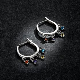 PANDORA Style Colorful Hand Bell Hoop Earrings - BSE554