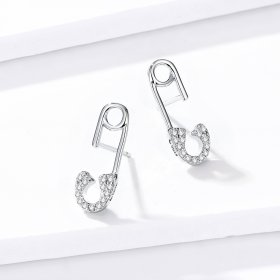 Pandora Style Silver Stud Earrings, Love Pin - BSE284