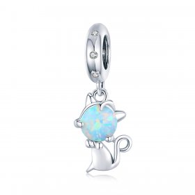 Pandora Style Silver Bangle Charm, Beloved Kitty - BSC235