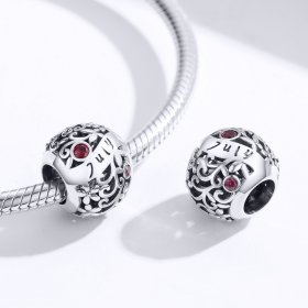 Pandora Style Silver Charm, July Garnet Birthstone - SCC1385-7