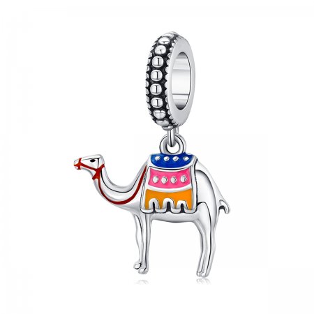 Pandora Style Silver Dangle Charm, Camel, Multicolor Enamel - SCC1376