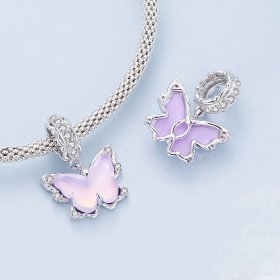 Pandora Style Lace Butterfly Dangle - BSC925