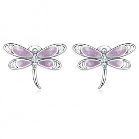 PANDORA Style Girl Pink Dragonfly Stud Earrings - SCE1414
