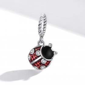 Pandora Style Silver Dangle Charm, Six-Star Ladybug, Multicolor Enamel - SCC1874
