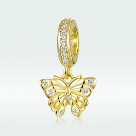 Pandora Style Dangle Charm, Golden Butterfly - BSC248