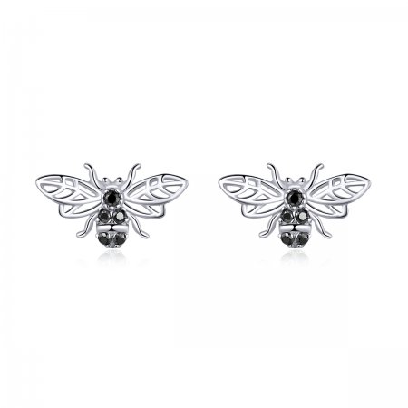 Pandora Style Silver Stud Earrings, Bee - SCE846