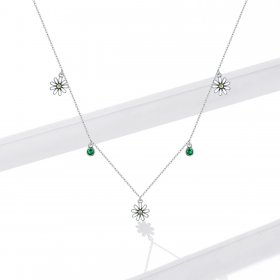 Pandora Style Silver Necklace, Little Daisy, Enamel - SCN415