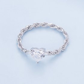 Pandora Style Heart Chain Ring - BSR410