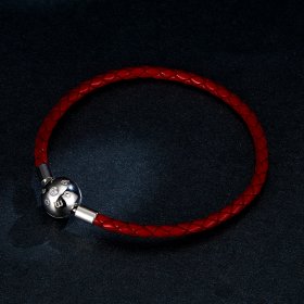 Red Pandora Style Leather Bracelet - BSB042