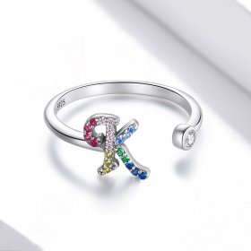 PANDORA Style Colorful Letter-K Open Ring - SCR723-K