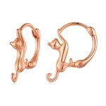 Pandora-style Cat Hoop Earrings - SCE1488-LC!