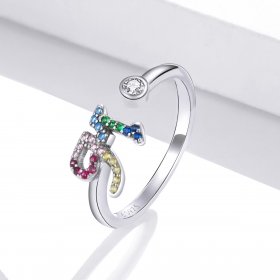 PANDORA Style Colorful Letter-M Open Ring - SCR723-M