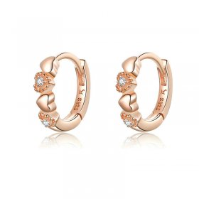 Rose Gold Hearts Dating Hoop Earrings - PANDORA Style - SCE445-C