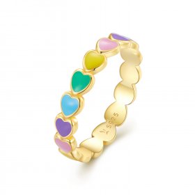 Pandora Style Rainbow Heart Ring - SCR444-B