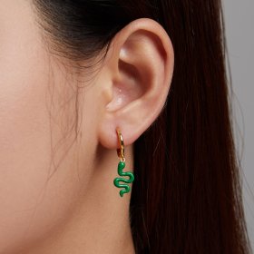 PANDORA Style Green Snake Hoop Earrings - SCE1234