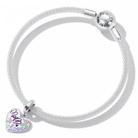 PANDORA Style Mother's Day - Colorful Graffiti Hearts Dangle Charm - BSC594