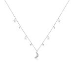 Pandora Style Silver Necklace, Dream Star Moon, Enamel - SCN420