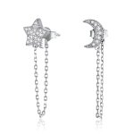 Pandora Style Silver Dangle Earrings, Midnight Moon and Star - BSE385