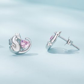 Pandora Style Cat Stud Earrings - SCE1591-A