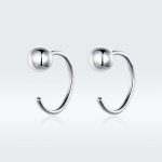 Pandora Style Silver Hoop Earrings, Small Ball - SCE782-A
