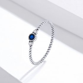 Pandora Style Silver Ring, Blue Stone - SCR693