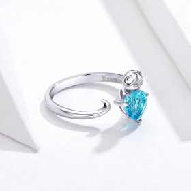 Silver Blue Kitty Ring - PANDORA Style - SCR533