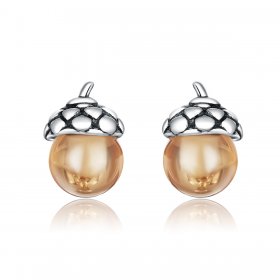 Pandora Style Silver Stud Earrings, Shining Fruit of The Oak Tree - SCE935