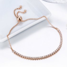 Gold-Plated Elegant Accompany Slider Tennis Bracelet - PANDORA Style - SCB046