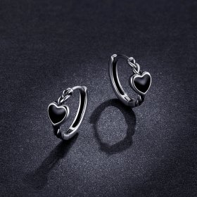 PANDORA Style Black Heart Hoop Earrings - BSE456